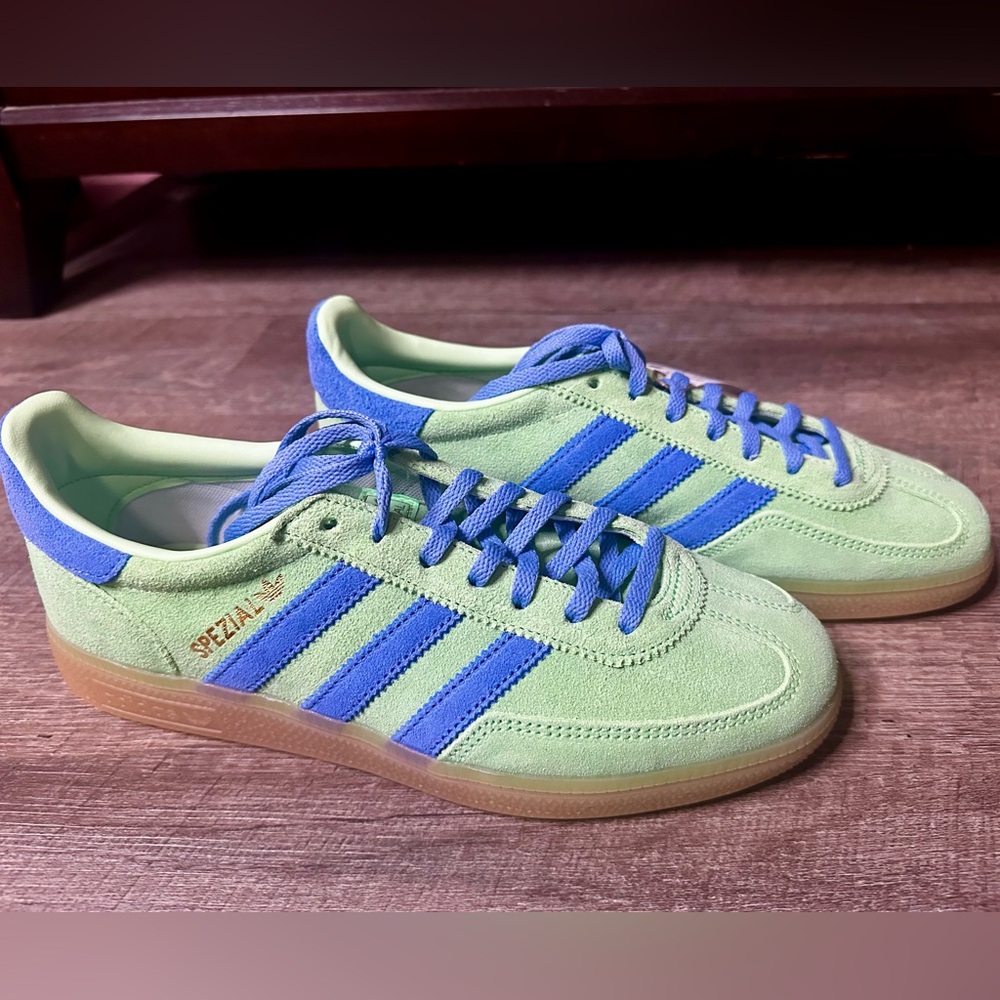 Adidas Spezial Mint Green and Royal Blue Sneakers